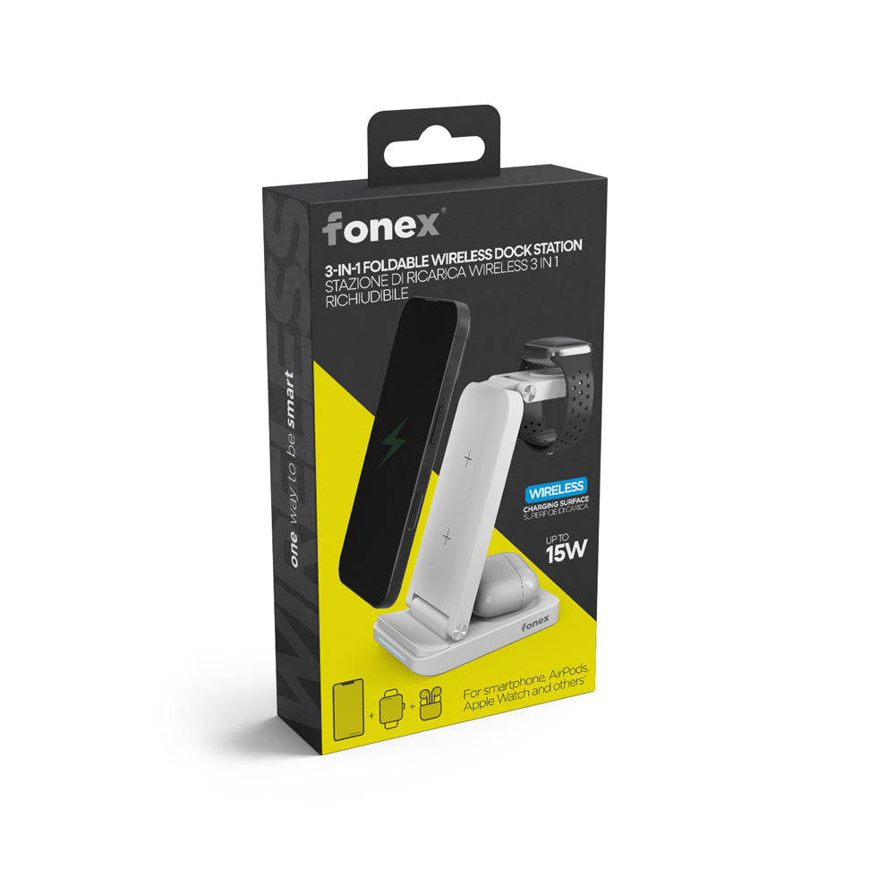FONEX caricatore wireless 3 in 1 dock station Bianco