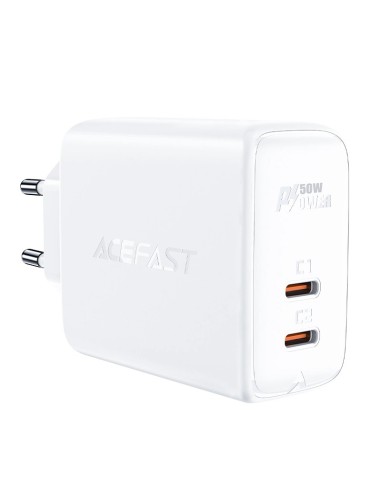 Caricabatterie Acefast GaN USB Tipo C 50W, PD, QC 3.0, AFC, FCP bianco