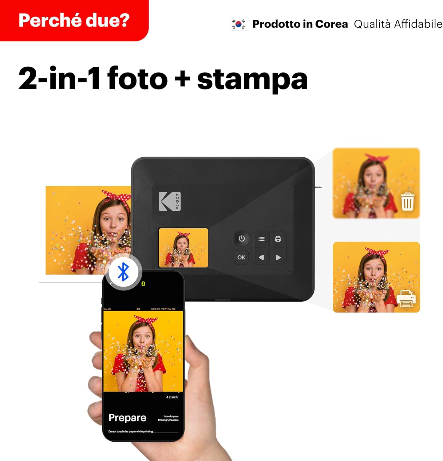 Kodak Mini Shot 3 Retro C300R - Fotocamera Istantanea e Stampante 2-in-1