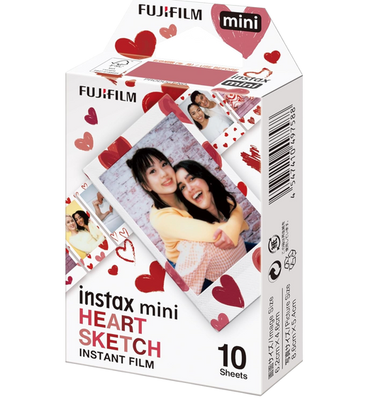 FUJIFILM Instax Mini film confezione da 10 foto, Bordo Cuori