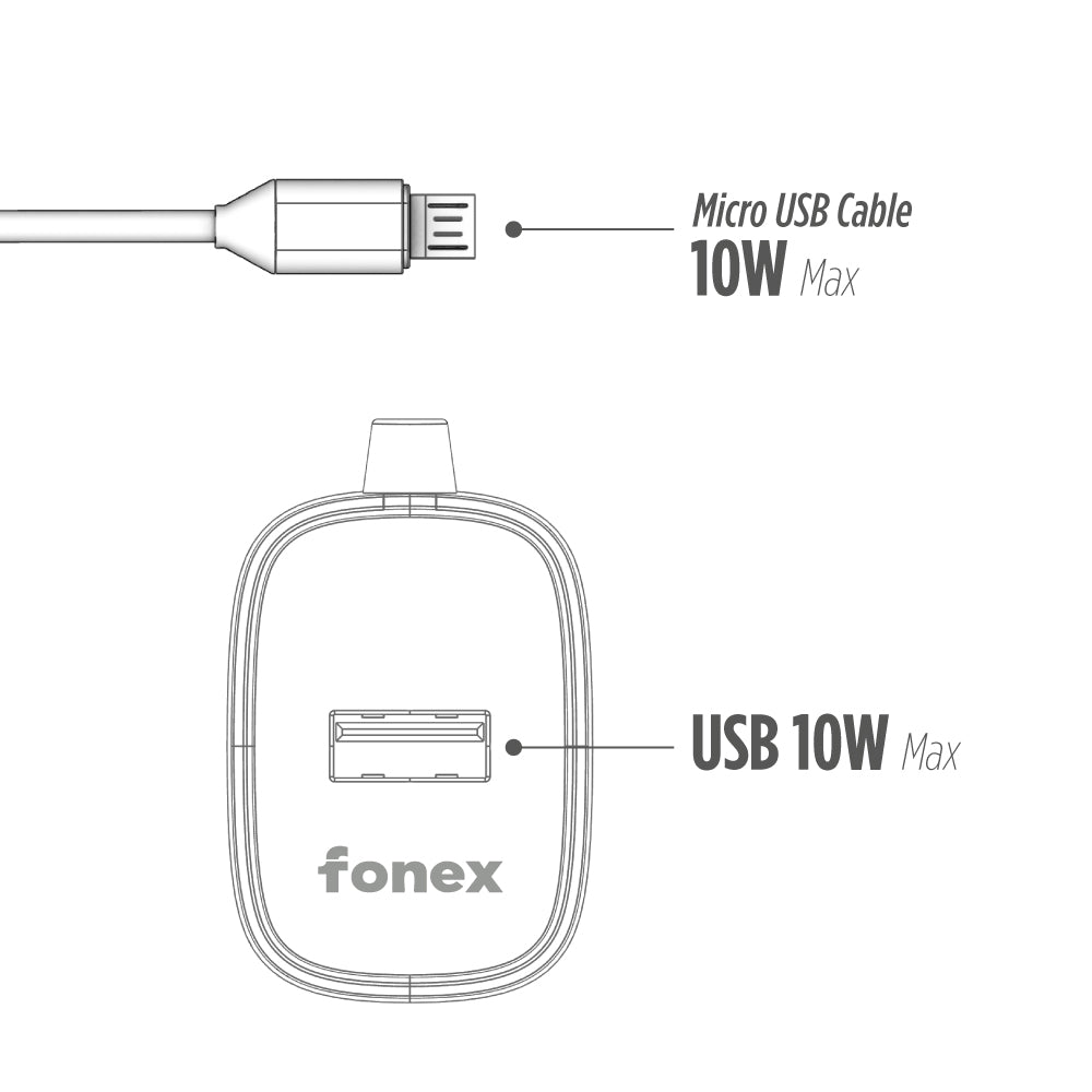 FONEX caricabatteria 20W con cavo Type-C integrato + porta USB | Nero